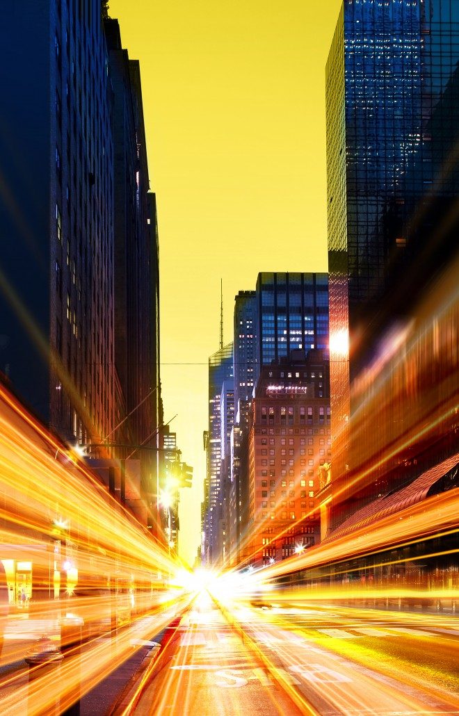 modern urban city at night time